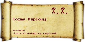 Kozma Kaplony névjegykártya